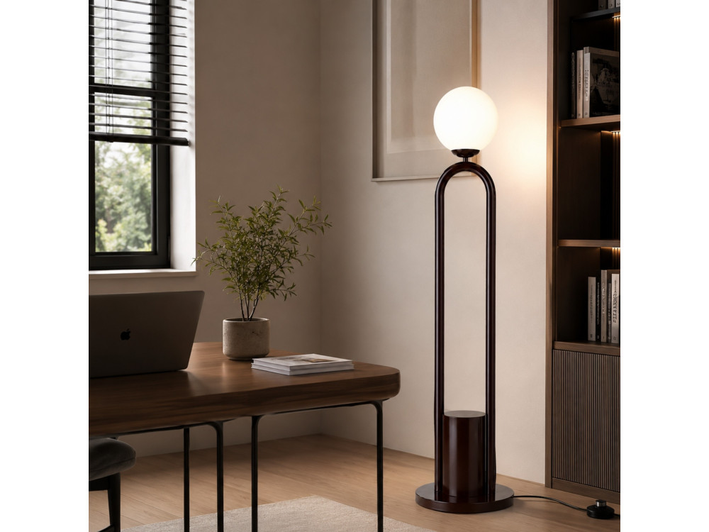 Lampada da terra in metallo "Loop" - 30 x 30 cm - Marrone