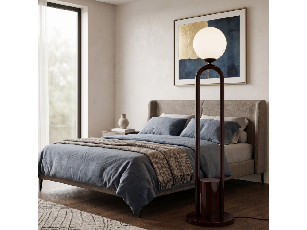 Lampada da terra in metallo "Loop" - 30 x 30 cm - Marrone