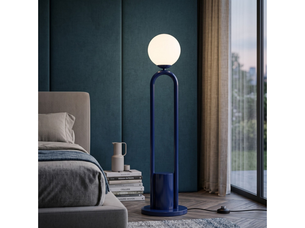 Lampada da terra in metallo "Loop" - 30 x 30 cm - Blu