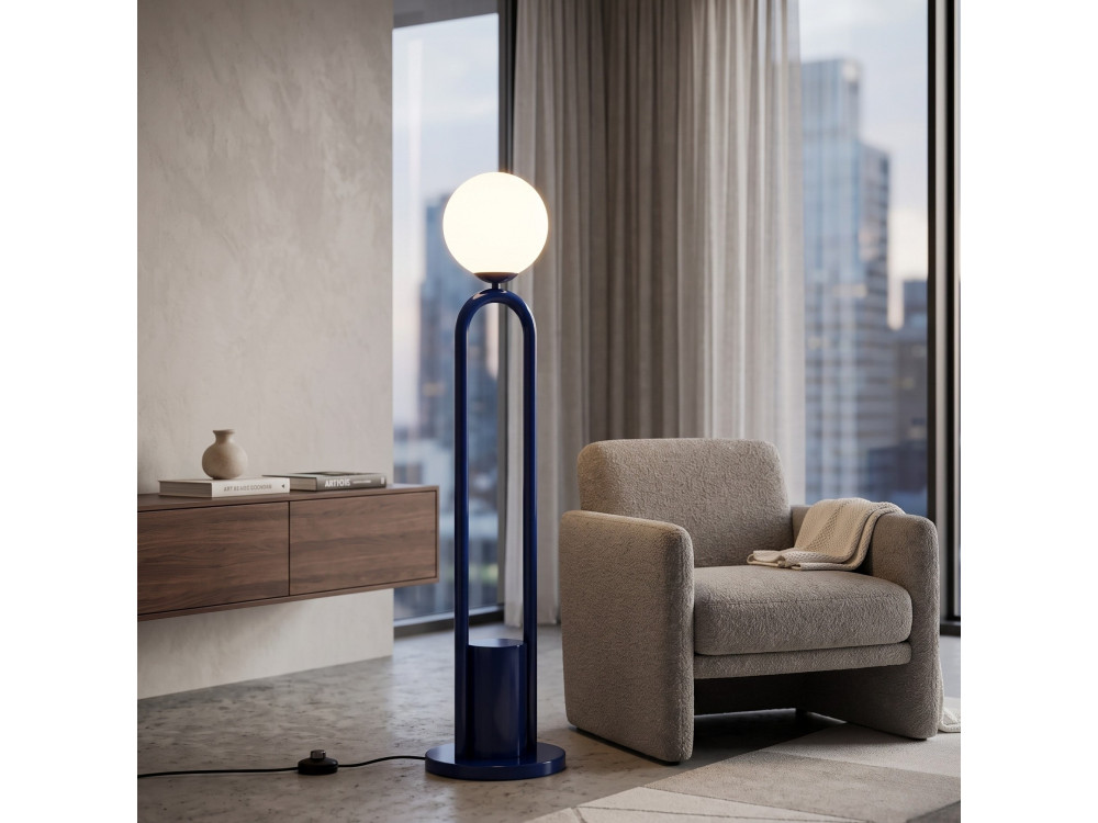 Lampada da terra in metallo "Loop" - 30 x 30 cm - Blu