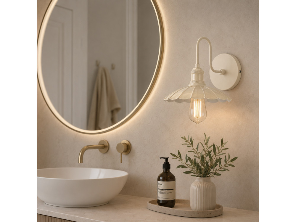 Applique da parete in metallo "Volan" - 25 x 30 cm - Beige