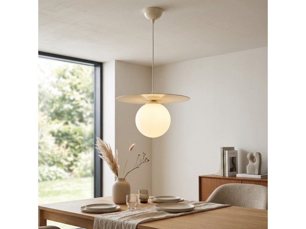 Lampada a sospensione in metallo "Vesper" - 40 x 40 cm - Beige