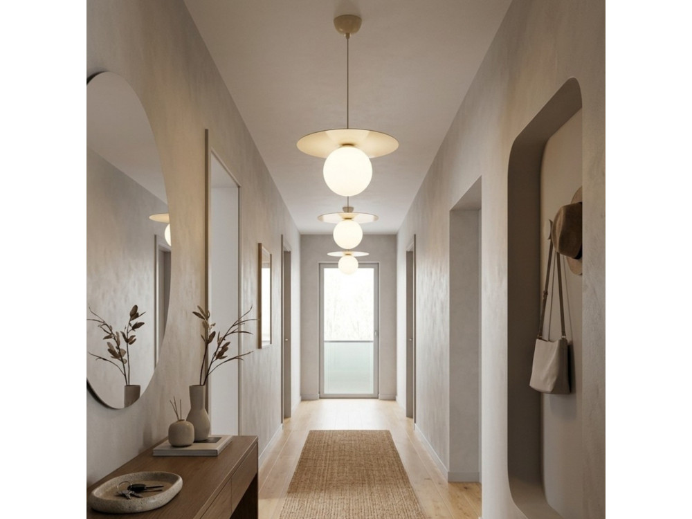 Lampada a sospensione in metallo "Vesper" - 40 x 40 cm - Beige