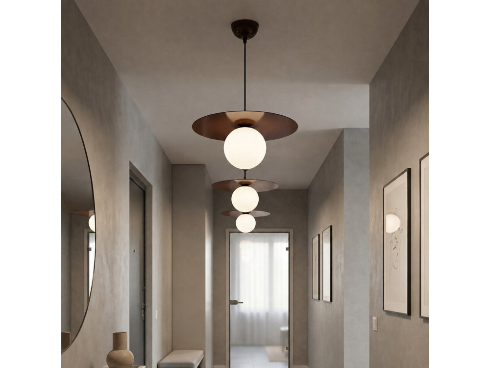 Lampada a sospensione in metallo "Vesper" - 40 x 40 cm - Marrone