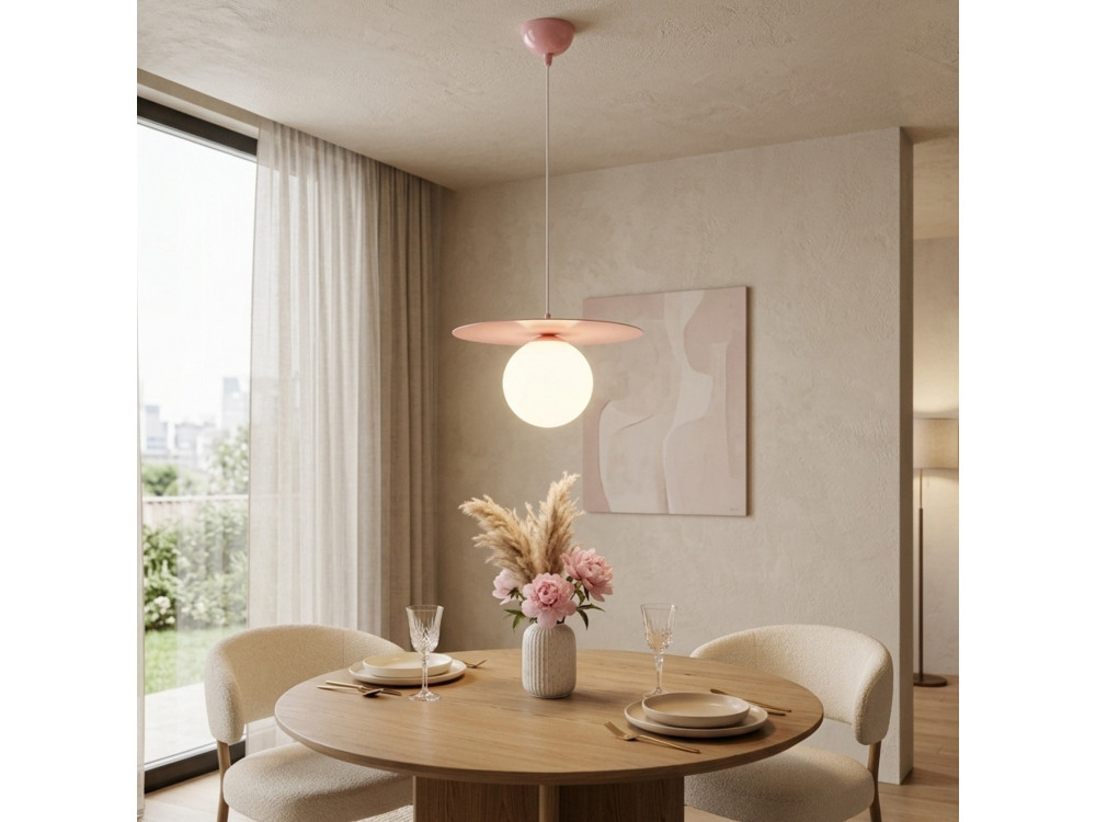 Lampada a sospensione in metallo "Vesper" - 40 x 40 cm - Rosa