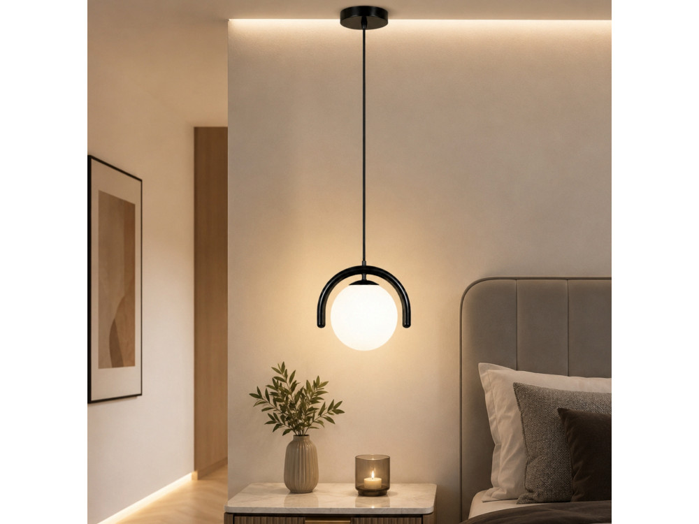Lampada a sospensione in metallo "GEDIK-20441" - 20 x 20 cm - Nero