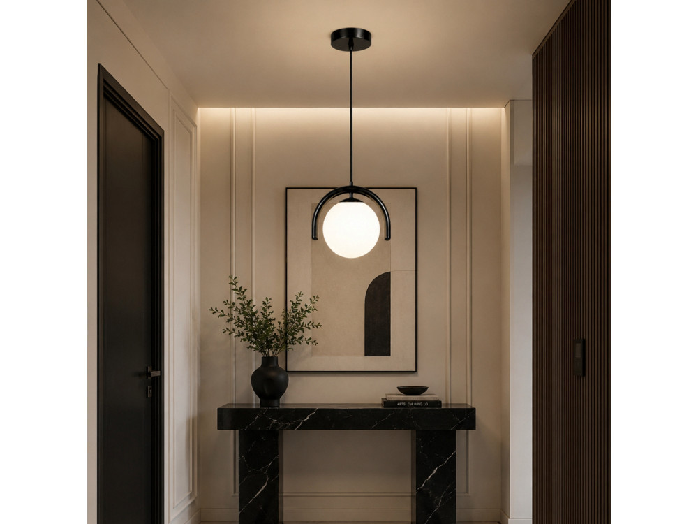 Lampada a sospensione in metallo "GEDIK-20441" - 20 x 20 cm - Nero