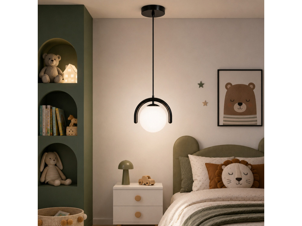 Lampada a sospensione in metallo "GEDIK-20441" - 20 x 20 cm - Nero