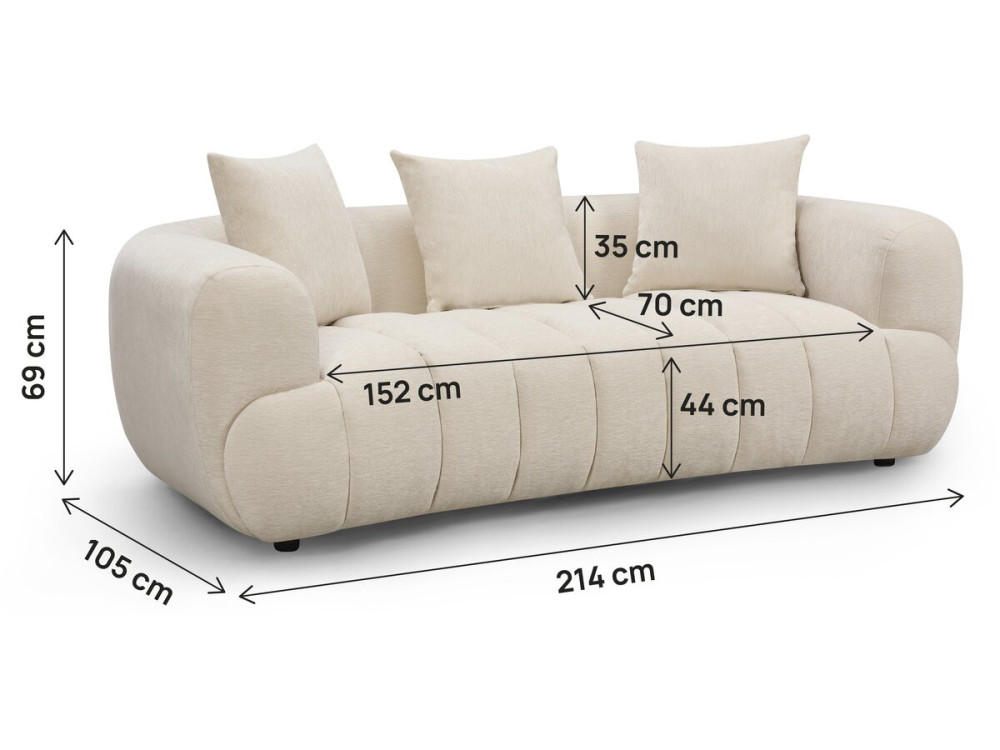 Divano lineare "La Fayette" - 3 posti - Beige