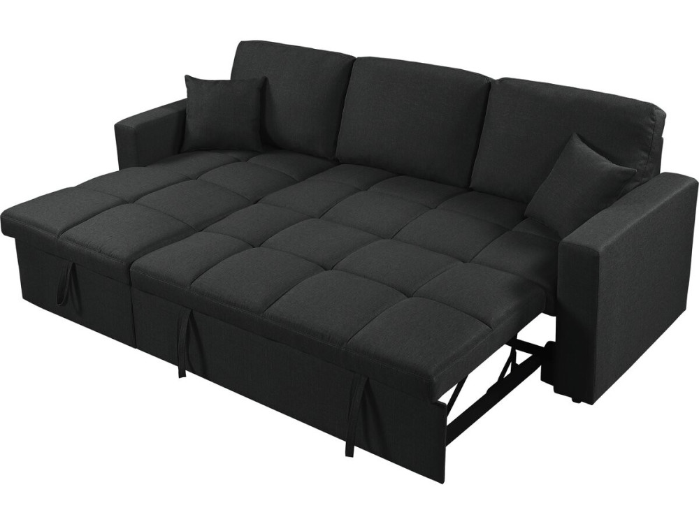 Divano ad angolo trasformabile/reversibile in stile "bubble" "Alain" - 3 posti - Nero
