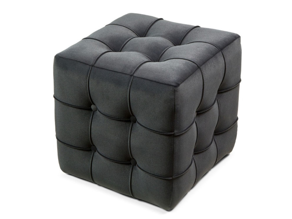 Pouf in velluto "Lizbon" - 42 x 42 x 42 cm - Grigio