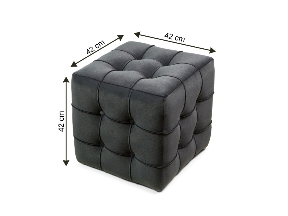 Pouf in velluto "Lizbon" - 42 x 42 x 42 cm - Grigio