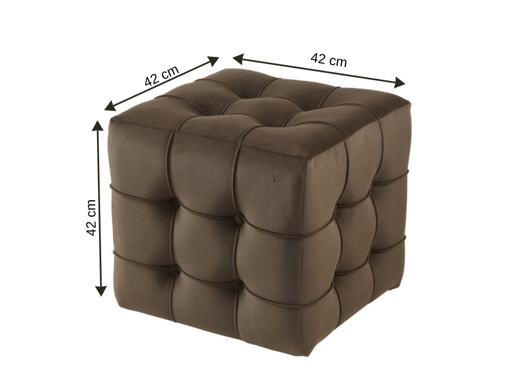Pouf in velluto "Lizbon" - 42 x 42 x 42 cm - Marrone