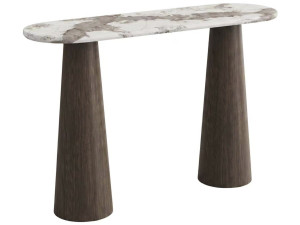 Consolle in legno con piano in ceramica "Zora" - 140 x 40 x 80 cm - Marrone