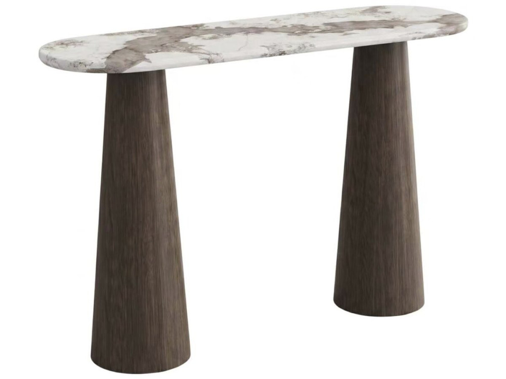 Consolle in legno con piano in ceramica "Zora" - 140 x 40 x 80 cm - Marrone