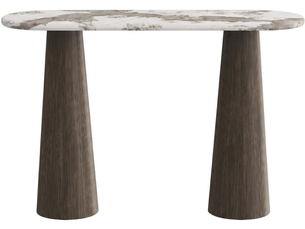 Consolle in legno con piano in ceramica "Zora" - 140 x 40 x 80 cm - Marrone