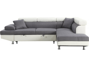 Divano ad angolo convertibile "Sophia luxe" - 265 x 190,5 x 80/91 cm - Bianco / Grigio - 5 posti - Angolo destro
