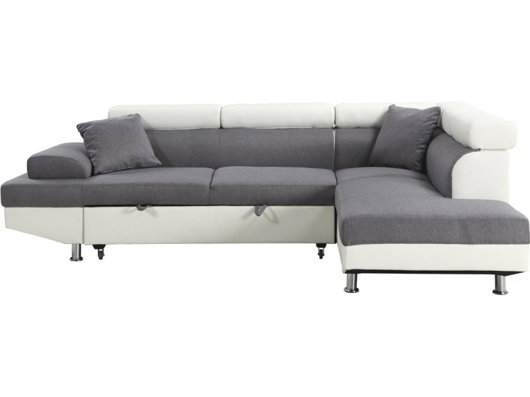 Divano ad angolo convertibile "Sophia luxe" - 265 x 190,5 x 80/91 cm - Bianco / Grigio - 5 posti - Angolo destro