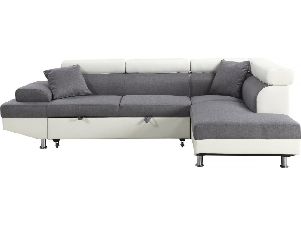 Divano ad angolo convertibile "Sophia luxe" - 265 x 190,5 x 80/91 cm - Bianco / Grigio - 5 posti - Angolo destro