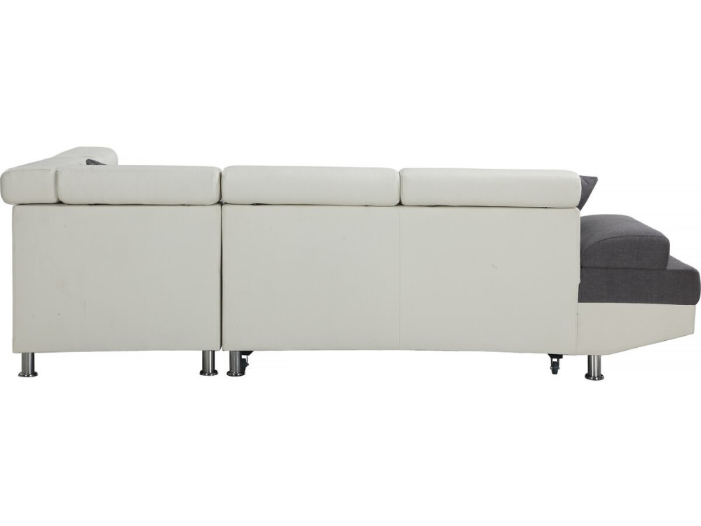 Divano ad angolo convertibile "Sophia luxe" - 265 x 190,5 x 80/91 cm - Bianco / Grigio - 5 posti - Angolo destro