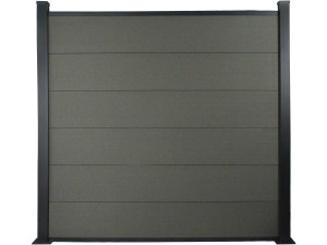 Kit di recinzione 8m composito e alluminio - Kit di fissaggio offerto - Grigio scuro