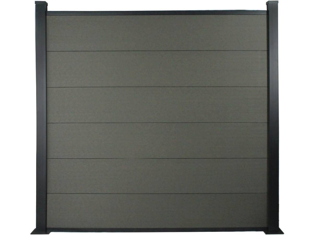 Kit di recinzione 8m composito e alluminio - Kit di fissaggio offerto - Grigio scuro