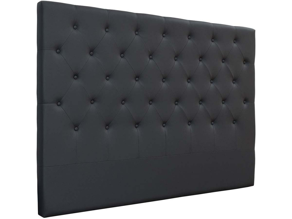 Testiera del letto imbottita 169 cm "Déco" in PVC-Grigio scuro