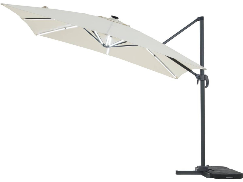 Ombrellone da esterno decentrato LED Alu "Sole 4 Luxe" - Rettangolo - 3 x 4 m - Ecru