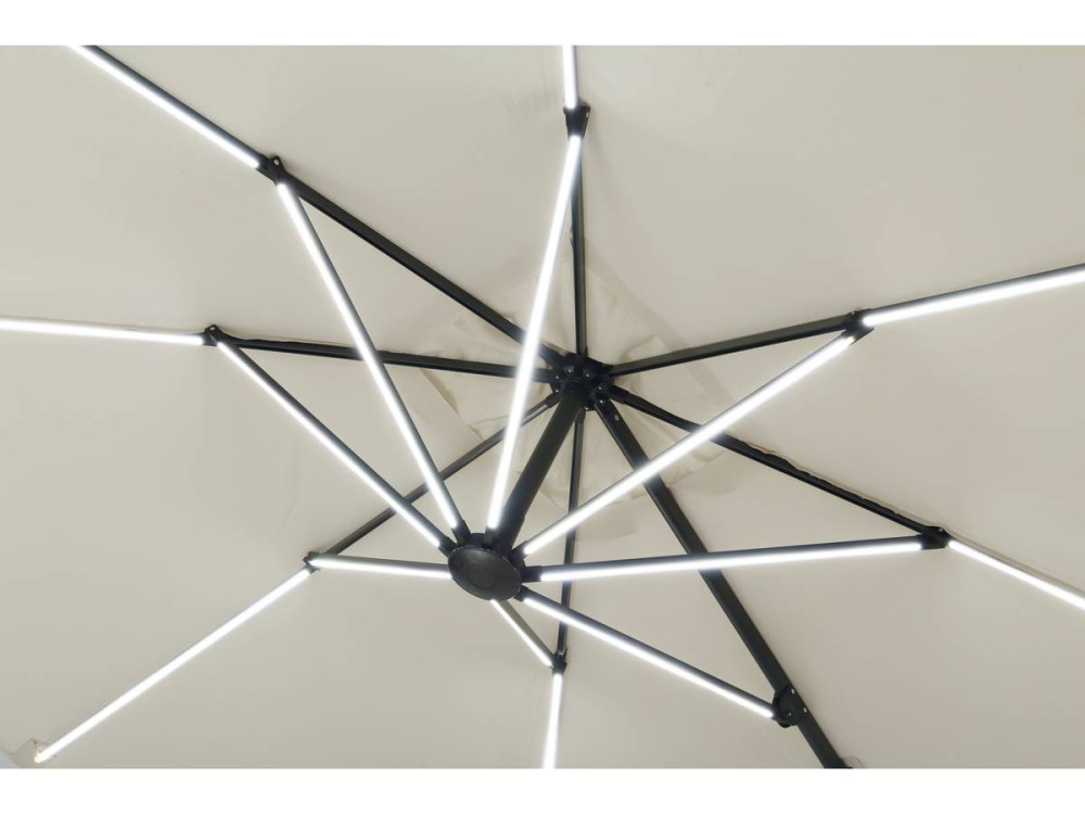 Ombrellone da esterno decentrato LED Alu "Sole 4 Luxe" - Rettangolo - 3 x 4 m - Ecru