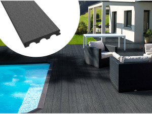 Confezione da 10 m² - Listelli in composito solido - Grigio scuro