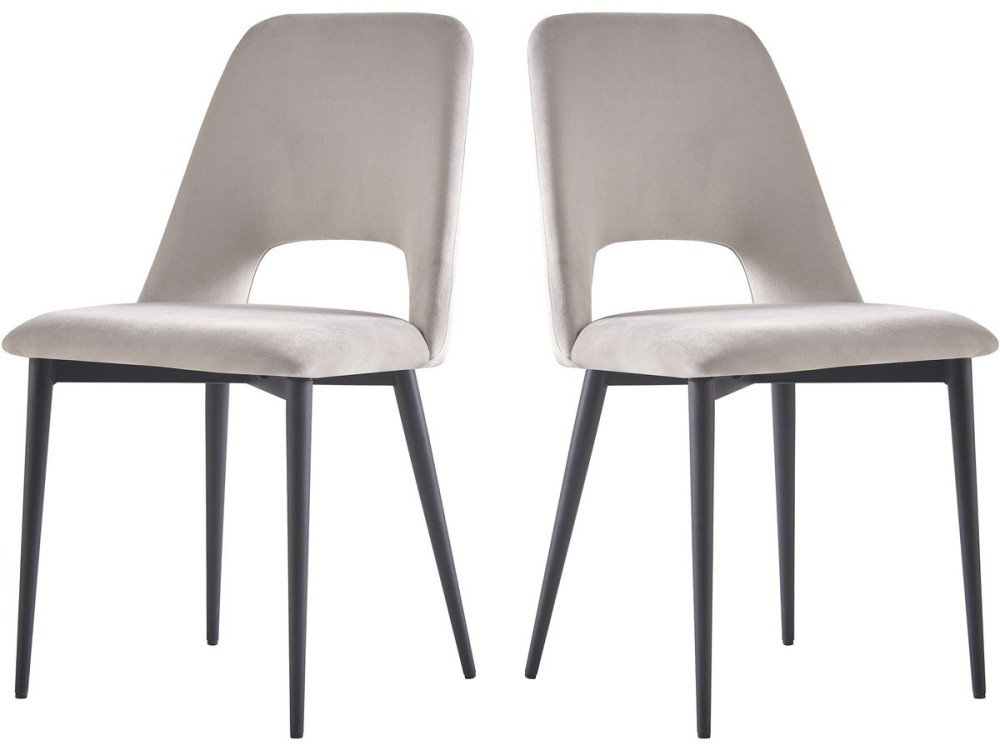 Set di 2 sedie in velluto "Fedora" - Grigio chiaro