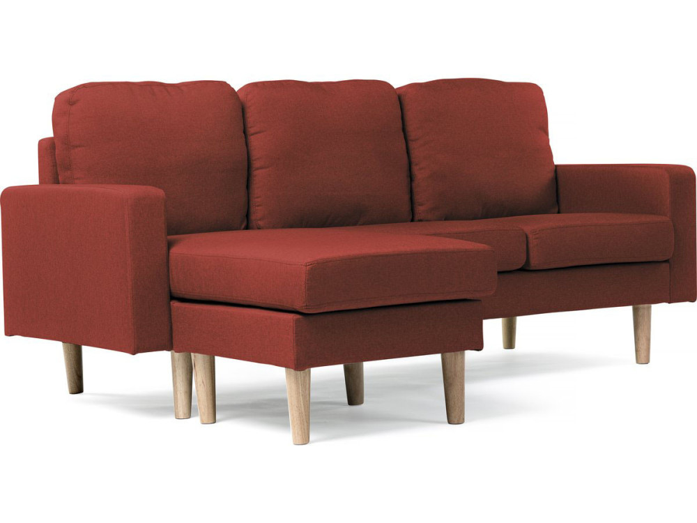 Divano angolare reversibile in velluto "Gabby" - 3 posti a sedere - Rosso
