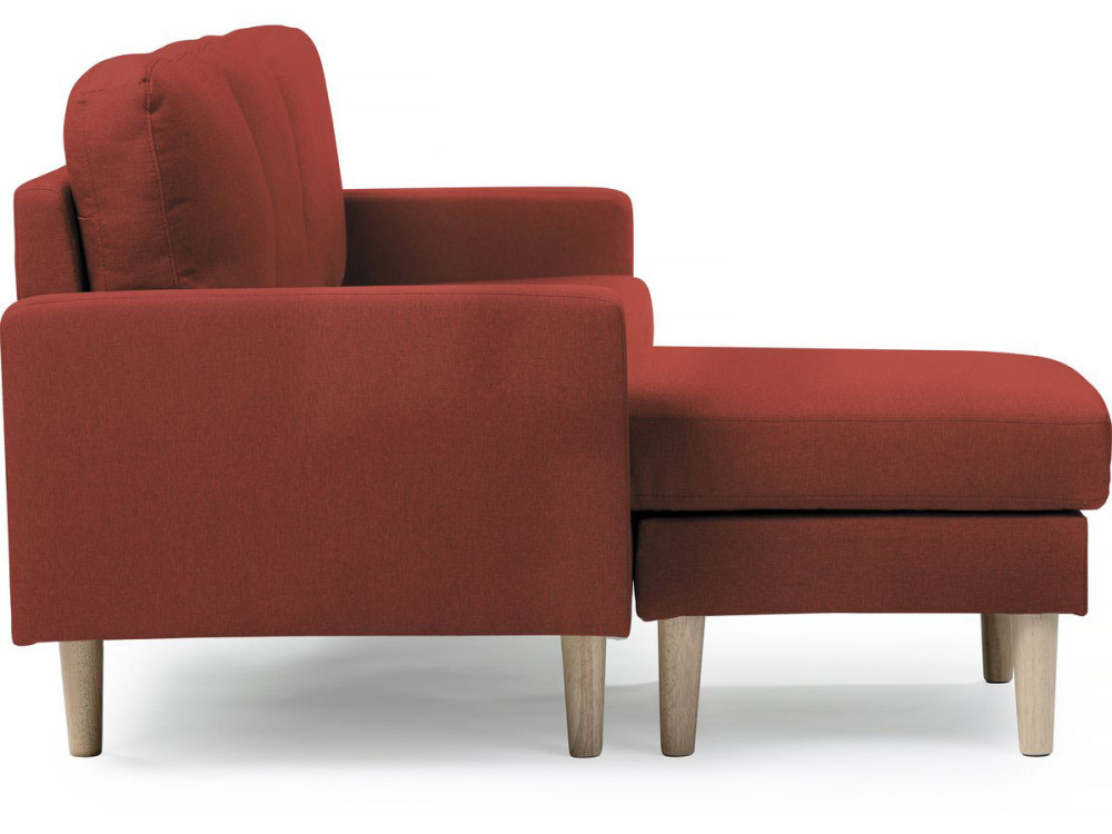 Divano angolare reversibile in velluto "Gabby" - 3 posti a sedere - Rosso