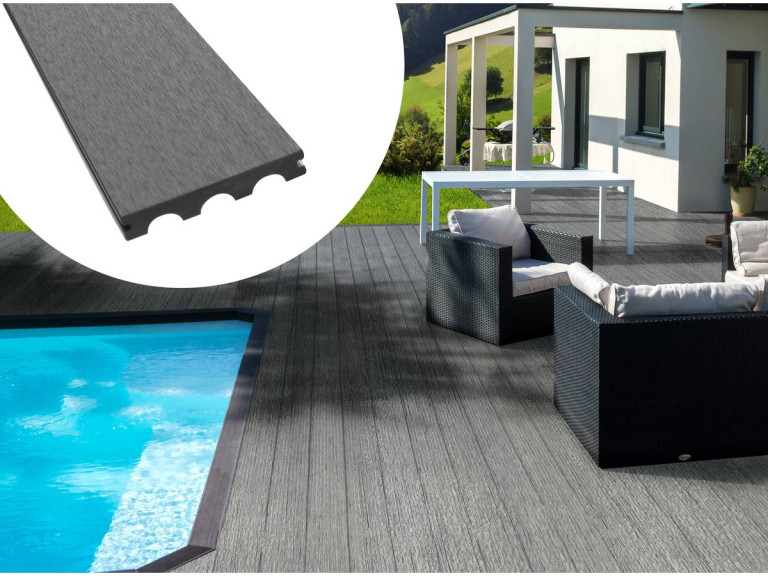 Confezione da 15 m² - Listelli solidi in composito - Grigio