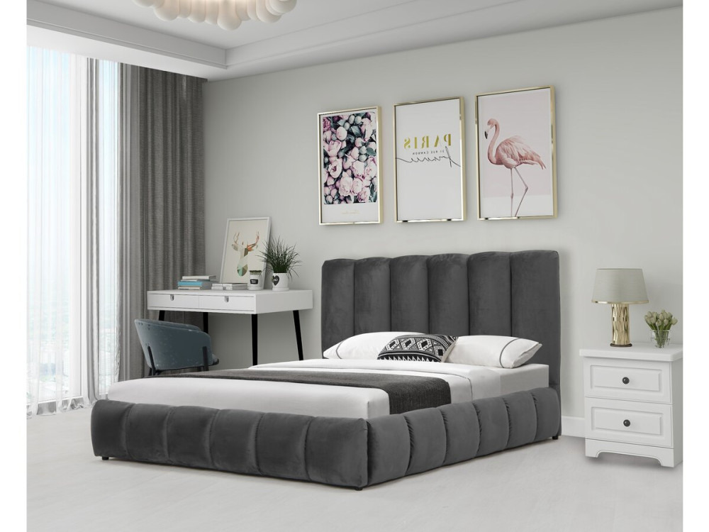 Letto "Annie" con cassettone 140 x 190 cm - Grigio