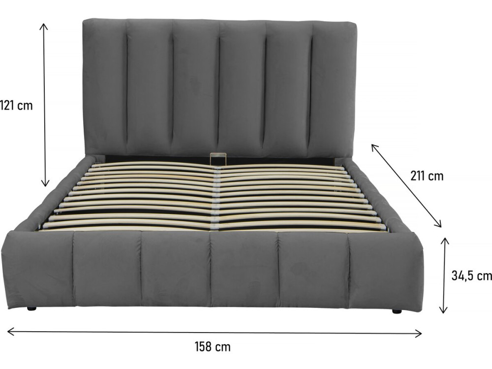Letto "Annie" con cassettone 140 x 190 cm - Grigio