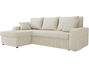 Divano letto angolare a 3 posti "Vinci" in velluto a coste - Beige