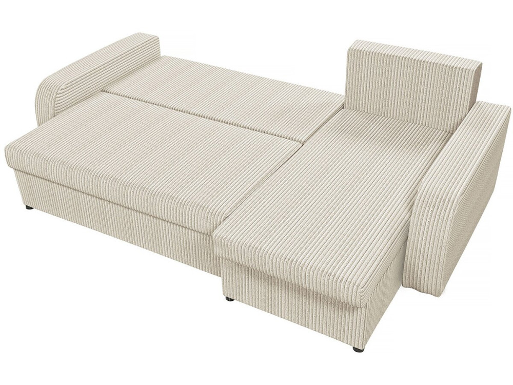 Divano letto angolare a 3 posti "Vinci" in velluto a coste - Beige