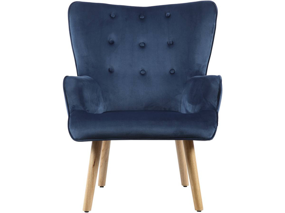 Poltrona in velluto stile scandinavo "Odense" - 73 x 81 x 92,5 cm - 1 posto - Blu