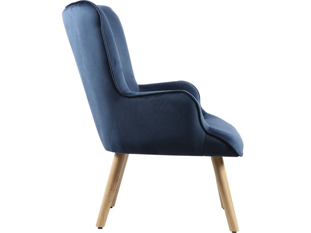 Poltrona in velluto stile scandinavo "Odense" - 73 x 81 x 92,5 cm - 1 posto - Blu