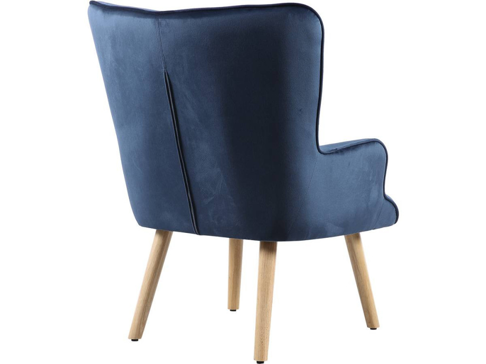Poltrona in velluto stile scandinavo "Odense" - 73 x 81 x 92,5 cm - 1 posto - Blu