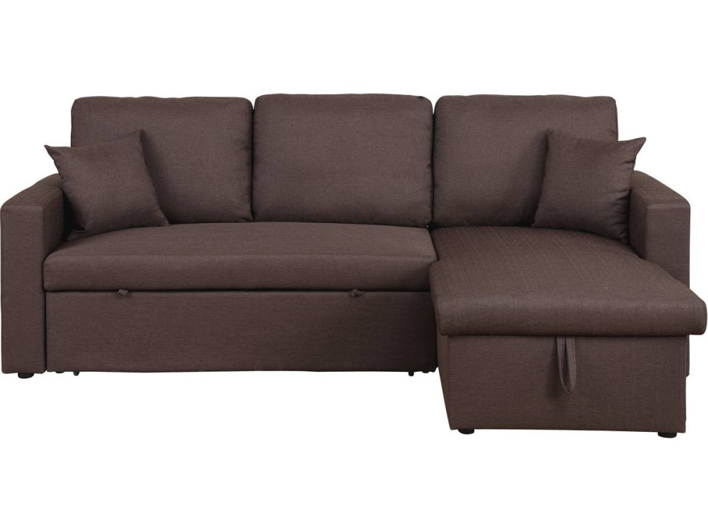 Divano ad angolo trasformabile con contenitore "Alain" - 221 x 145 x 85 cm - 3 posti a sedere - Marrone