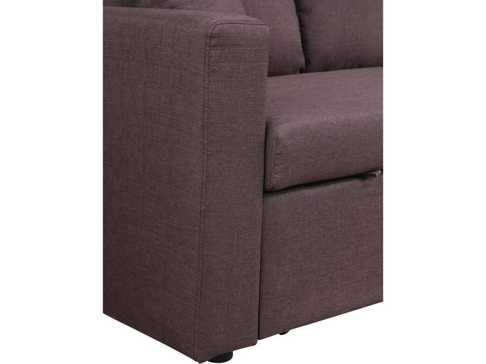 Divano ad angolo trasformabile con contenitore "Alain" - 221 x 145 x 85 cm - 3 posti a sedere - Marrone
