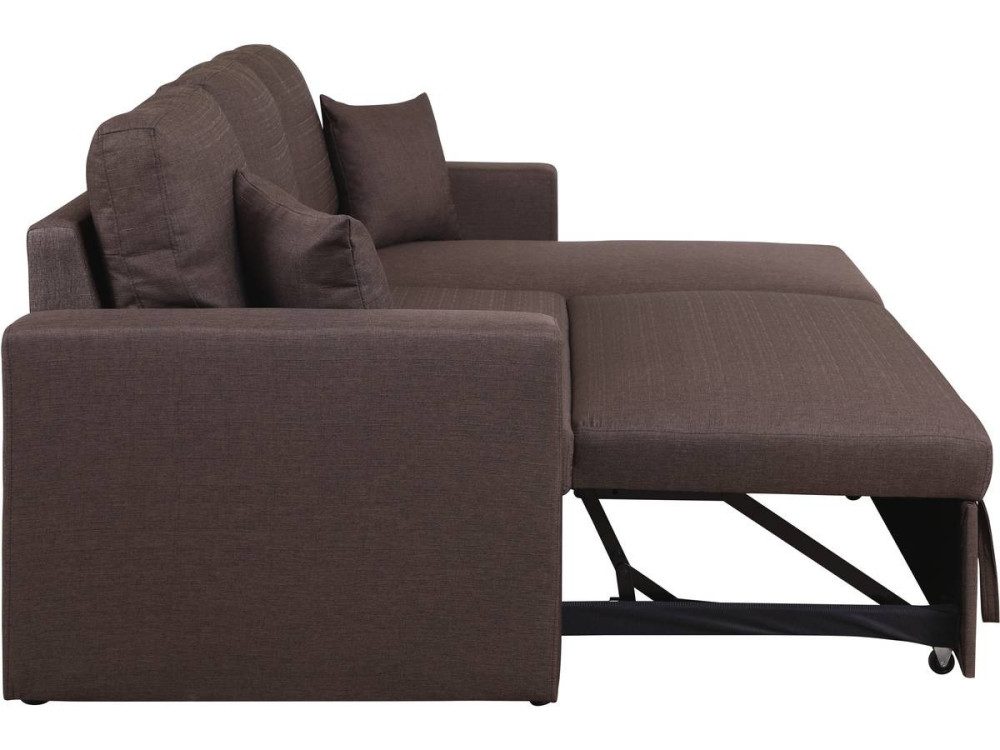 Divano ad angolo trasformabile con contenitore "Alain" - 221 x 145 x 85 cm - 3 posti a sedere - Marrone