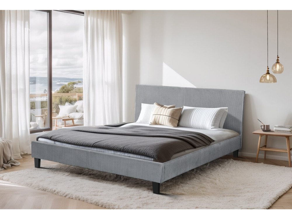 Letto in velluto a coste Ambre” - 160 x 200 - Grigio