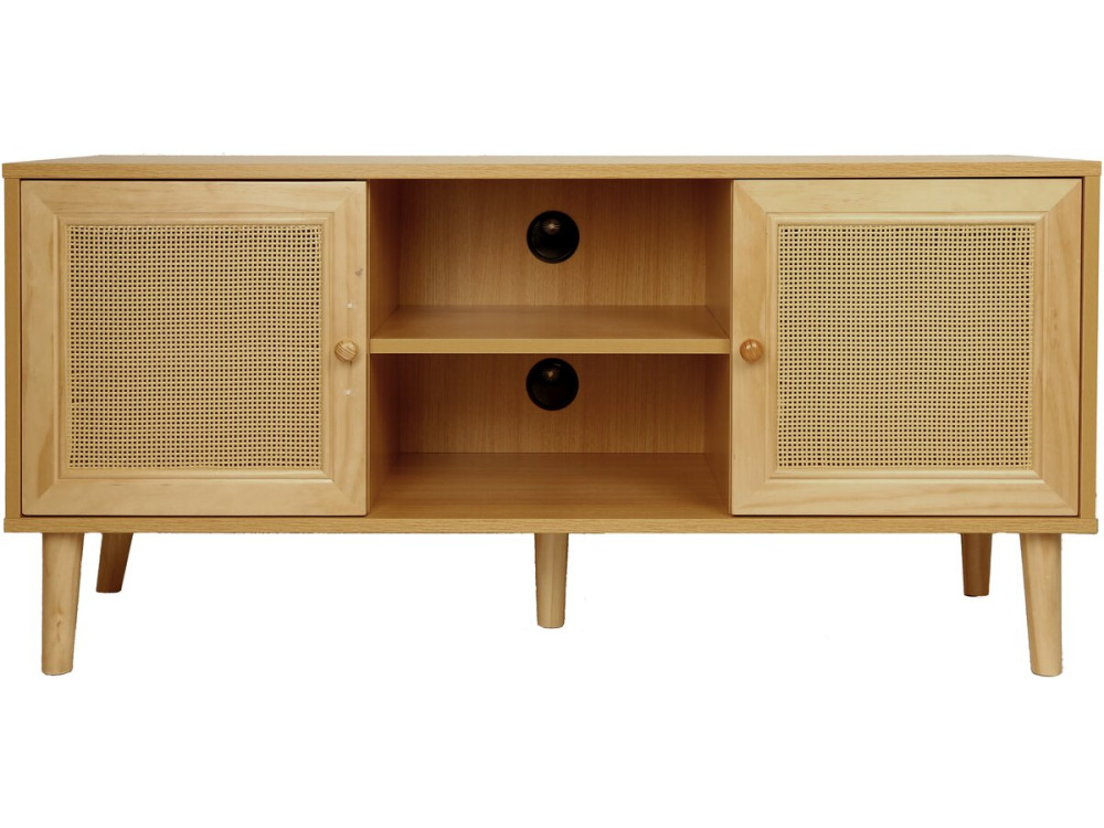 Mobile TV scandinavo in canna "Iguana" - 120 x 30 x 56,5 cm - Marrone