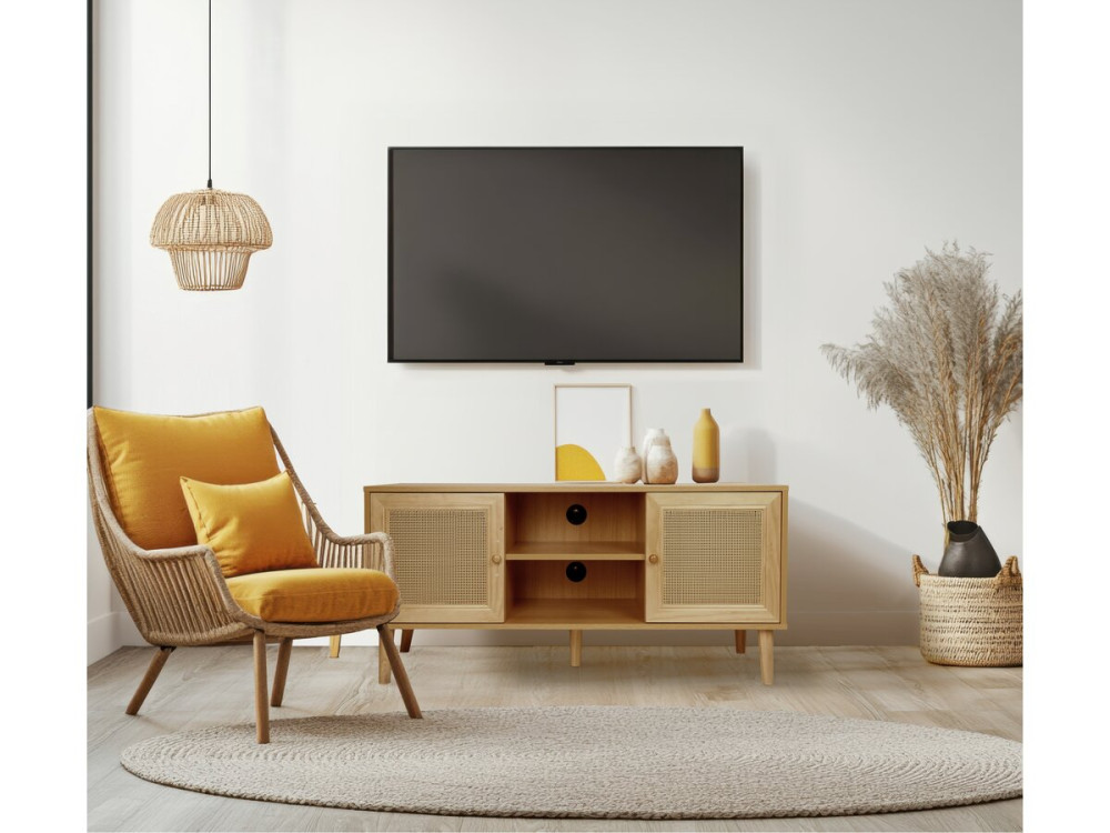 Mobile TV scandinavo in canna "Iguana" - 120 x 30 x 56,5 cm - Marrone