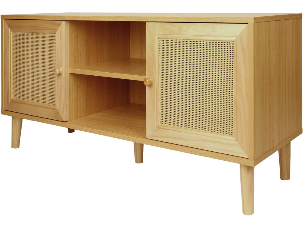 Mobile TV scandinavo in canna "Iguana" - 120 x 30 x 56,5 cm - Marrone