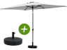 Ombrellone da giardino "Sol 2" - Rettangolo - 2 x 3 m - Grigio + base per ombrellone inclusa