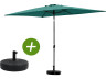 Ombrellone da giardino "Sol 2" - Rettangolo - 2 x 3 m - Verde + base per ombrellone inclusa
